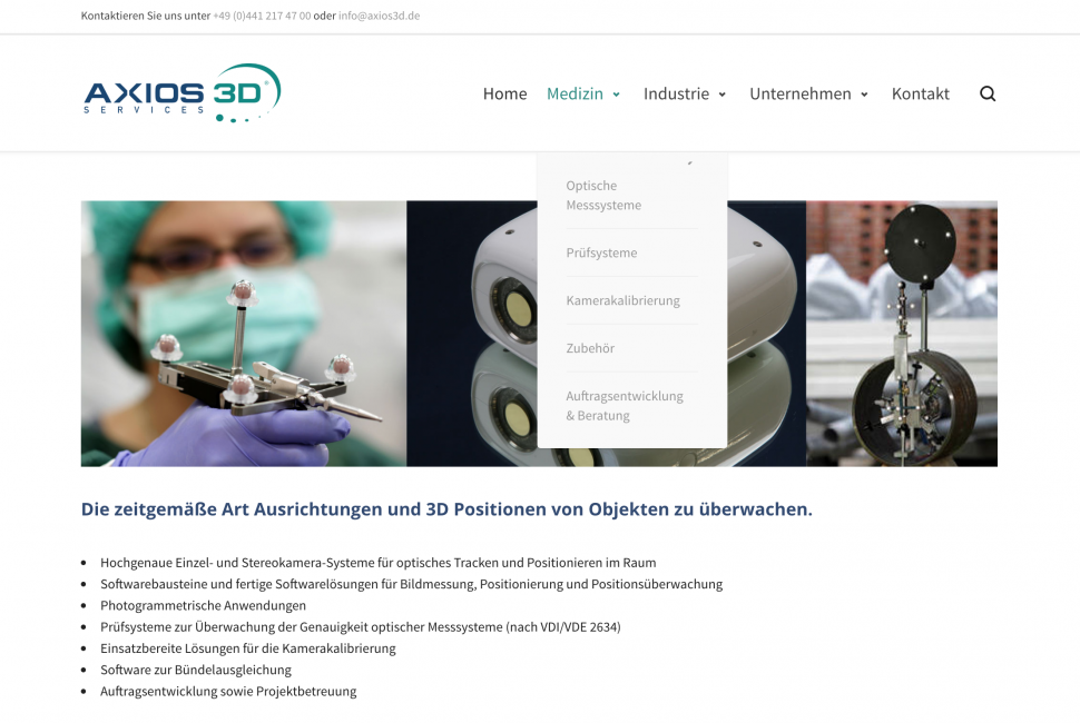 Axios 3D Webseite Screenshot